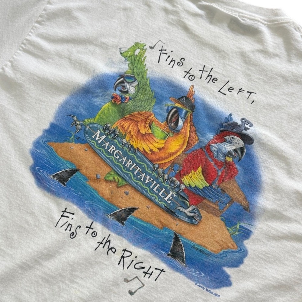 Vintage Y2K Margaritaville Cayman Islands Jimmy Buffet Fish Art Graphic T-shirt - Picture 6 of 9